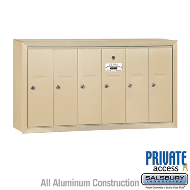 Vertical Mailbox (Includes Master Commercial Lock) - 6 Doors - Sandstone - Surface Mounted - Private Access